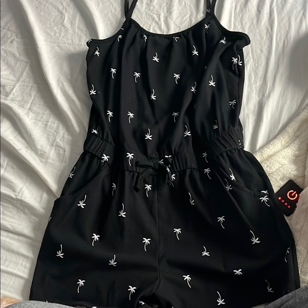 NWOT Black and White Floral Romper
